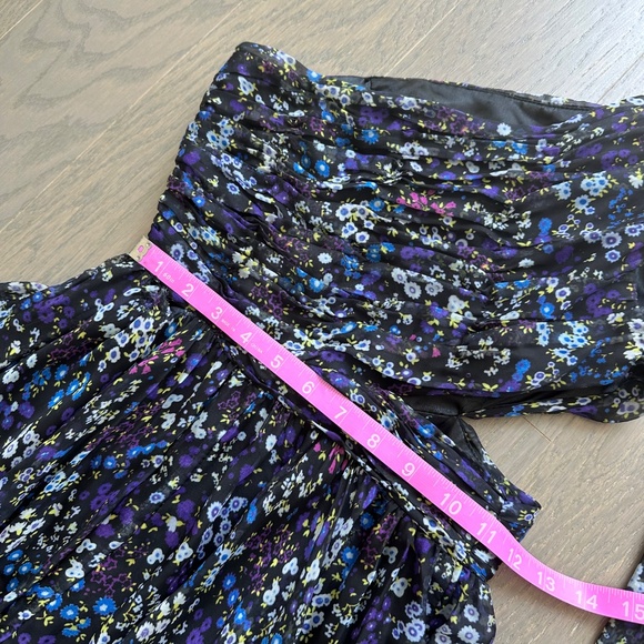 Ieena for Mac Duggal One Shoulder Floral Gown Maxi Dress Purple Chiffon - Size 0 - Picture 8 of 10